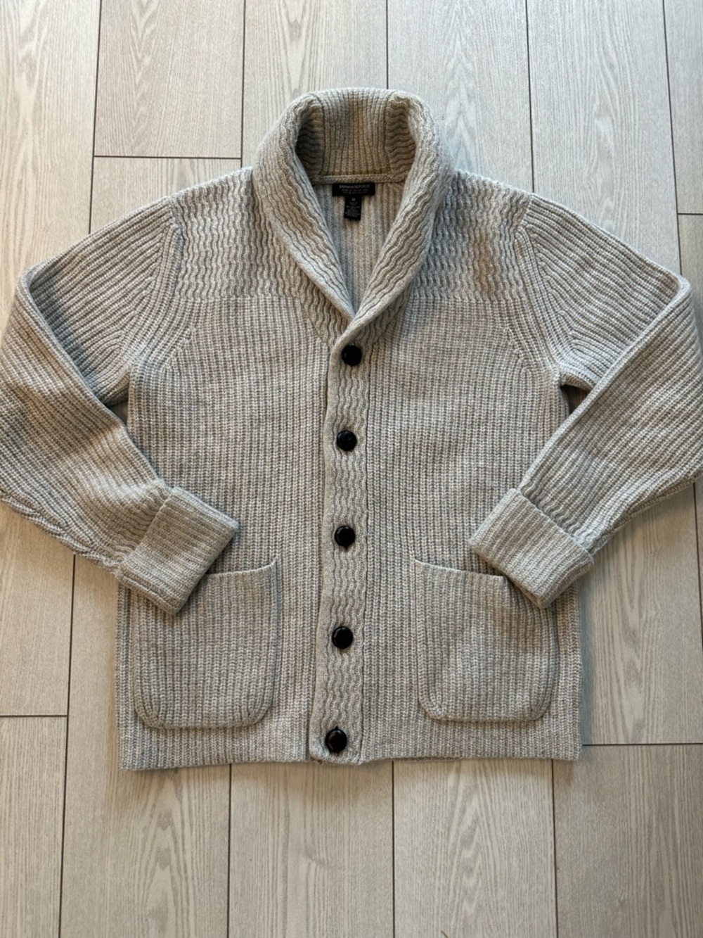 Banana Republic Shawl Collar Ribbed Cardigan in Light Gray